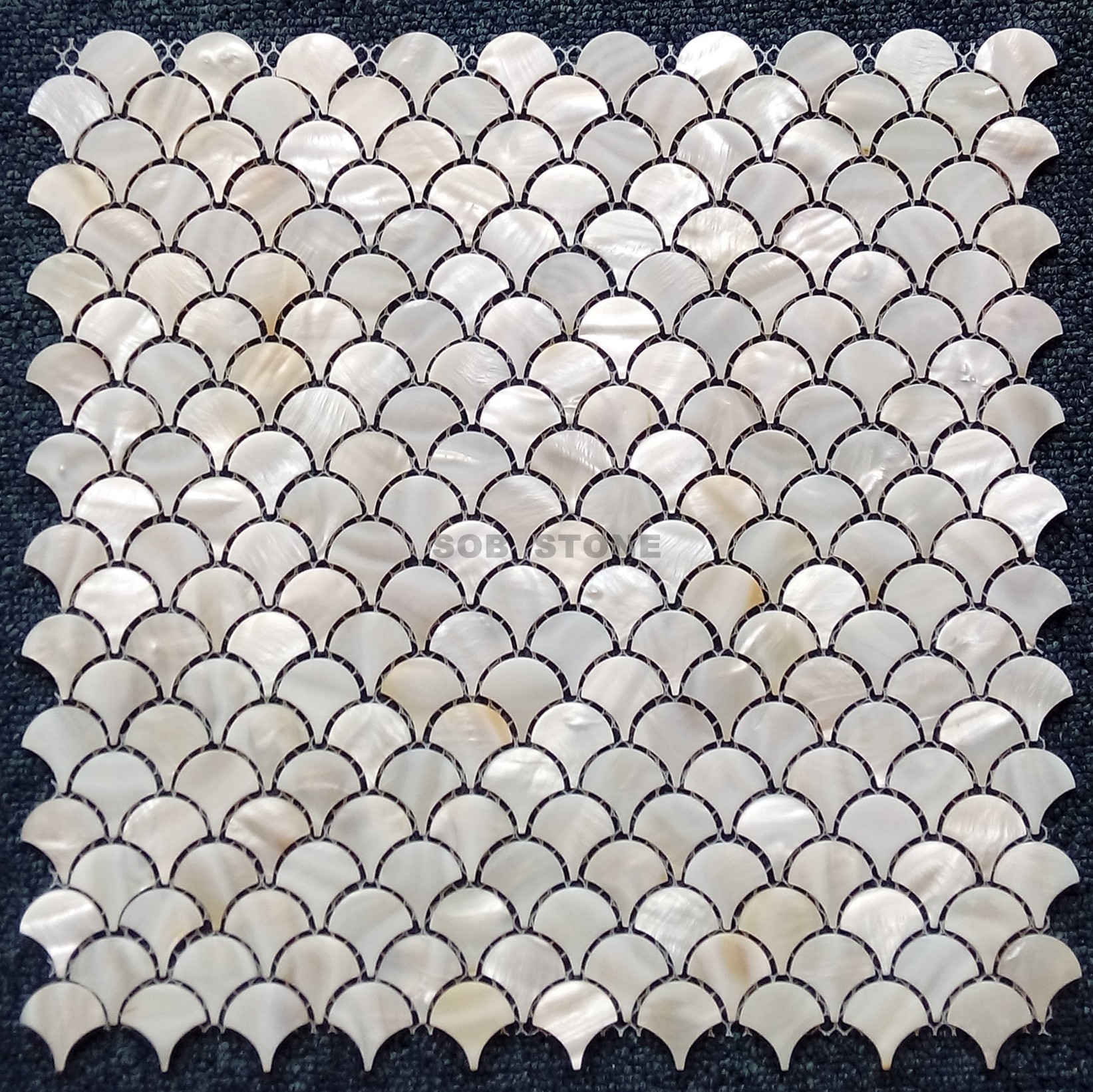 White Mother of Pearl Fan Mosaic Tiles