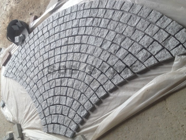 G602 Grey Granite Cobbles On Sheet Brick Pavers