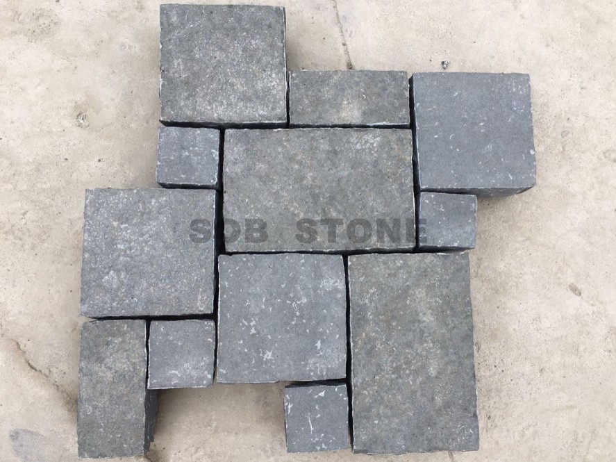 ZP Black Basalt Cobble Setts French Pattern Brick Pavers