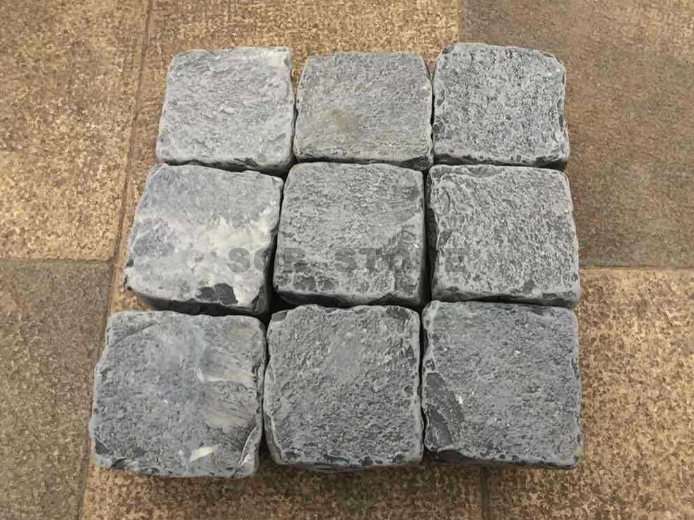 ZP Black Basalt Cobble Setts Tumbled Brick Pavers