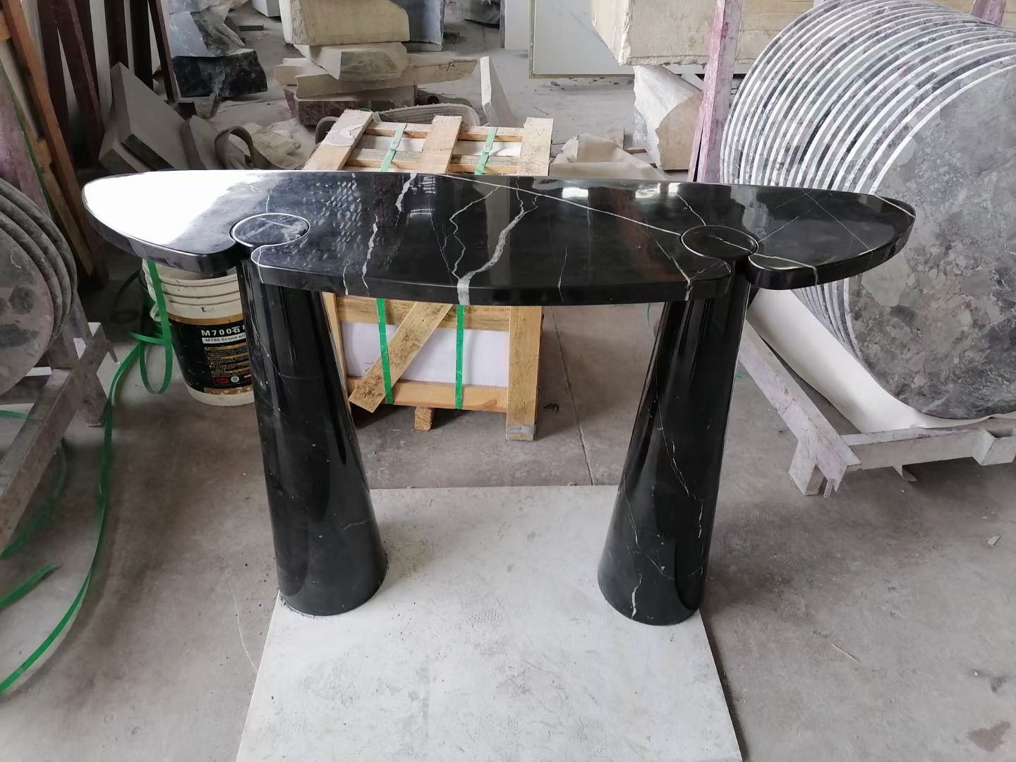 Custom Black Marquina Marble Console Tables