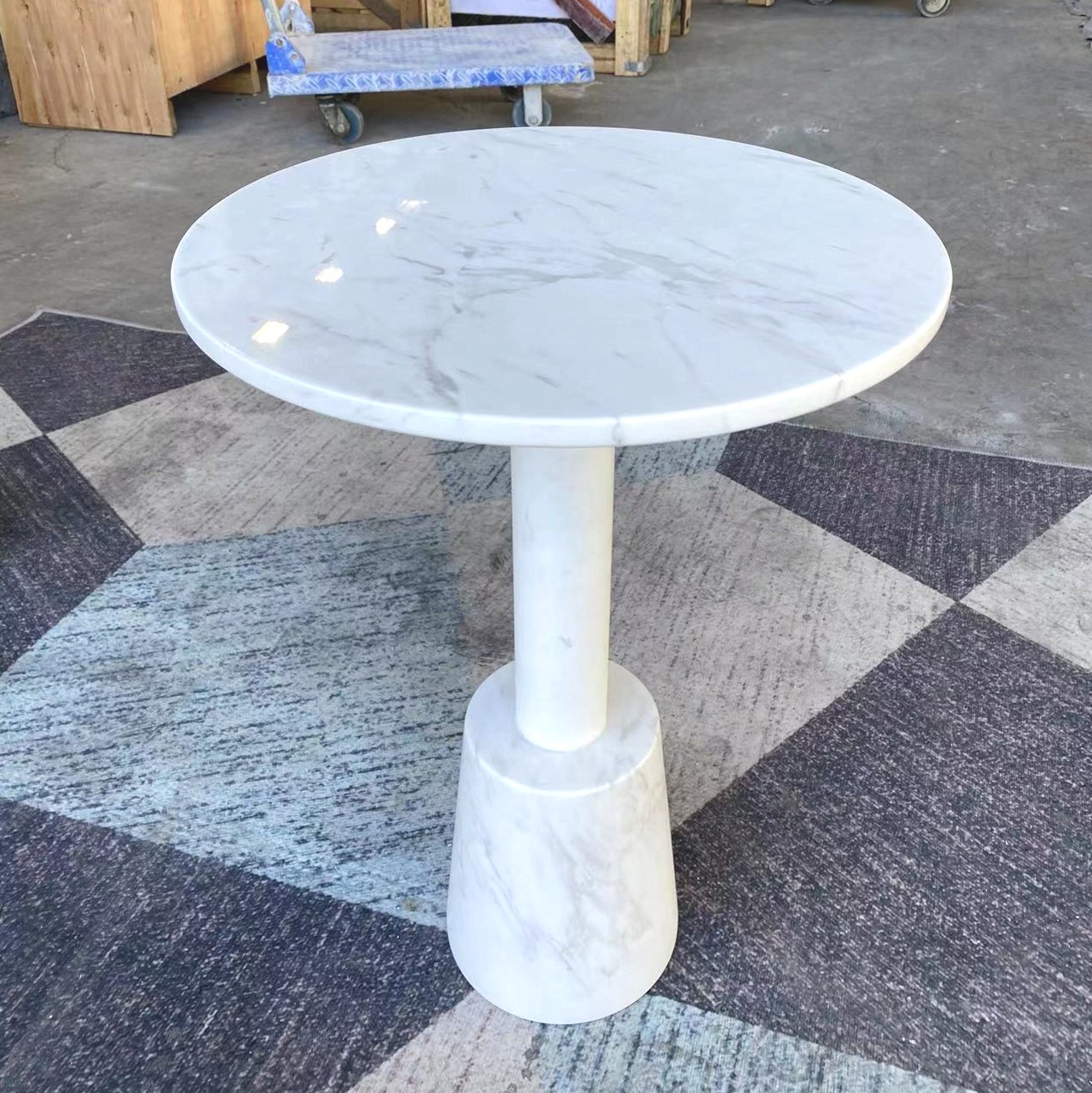 Round Natural White Marble Coffee Table