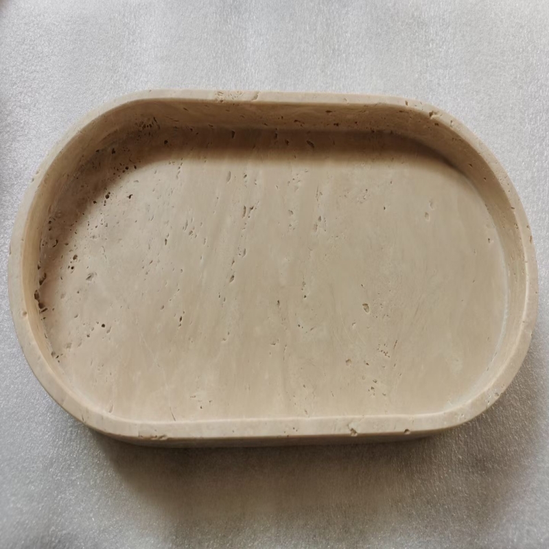Oval Natural Travertine Tray