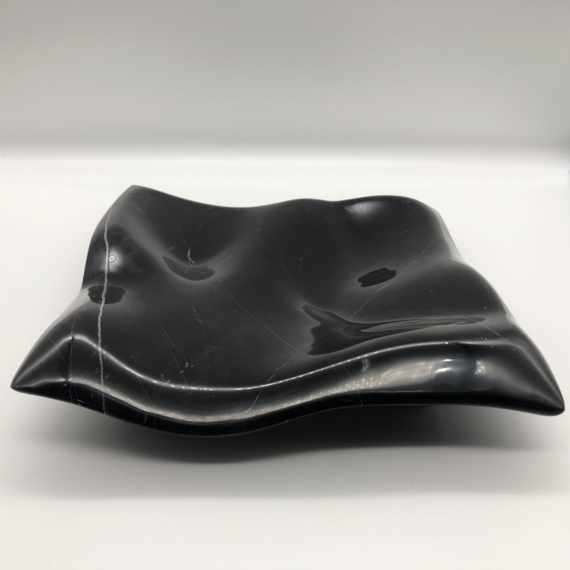 Carved Wavy Black Marble Tray