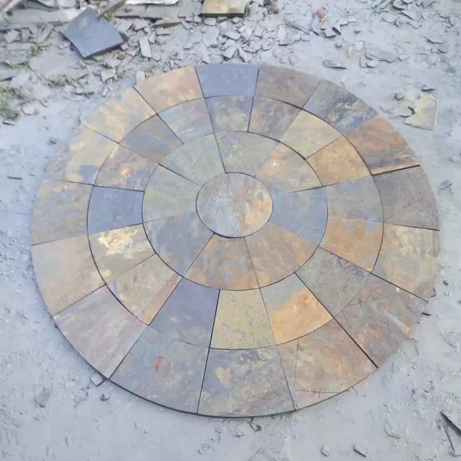 Rusty Slate Circle Pattern Paving Tiles 008