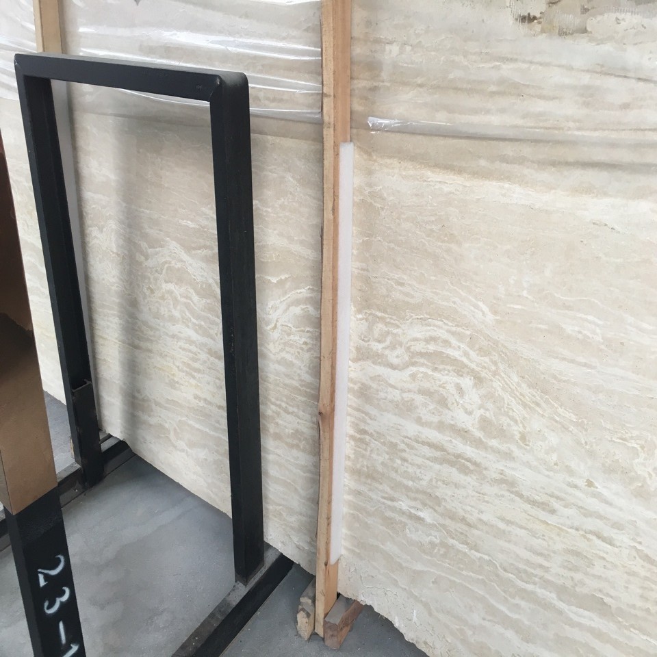 Beige Travertine Slabs Vein Cut