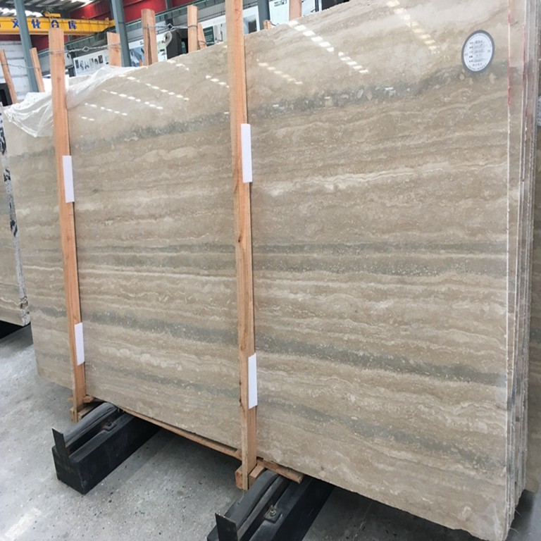 Italian Silver Travertine Filled And Polished