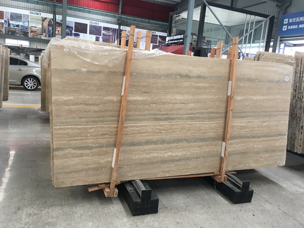 Italian Silver Travertine Filled And Polished