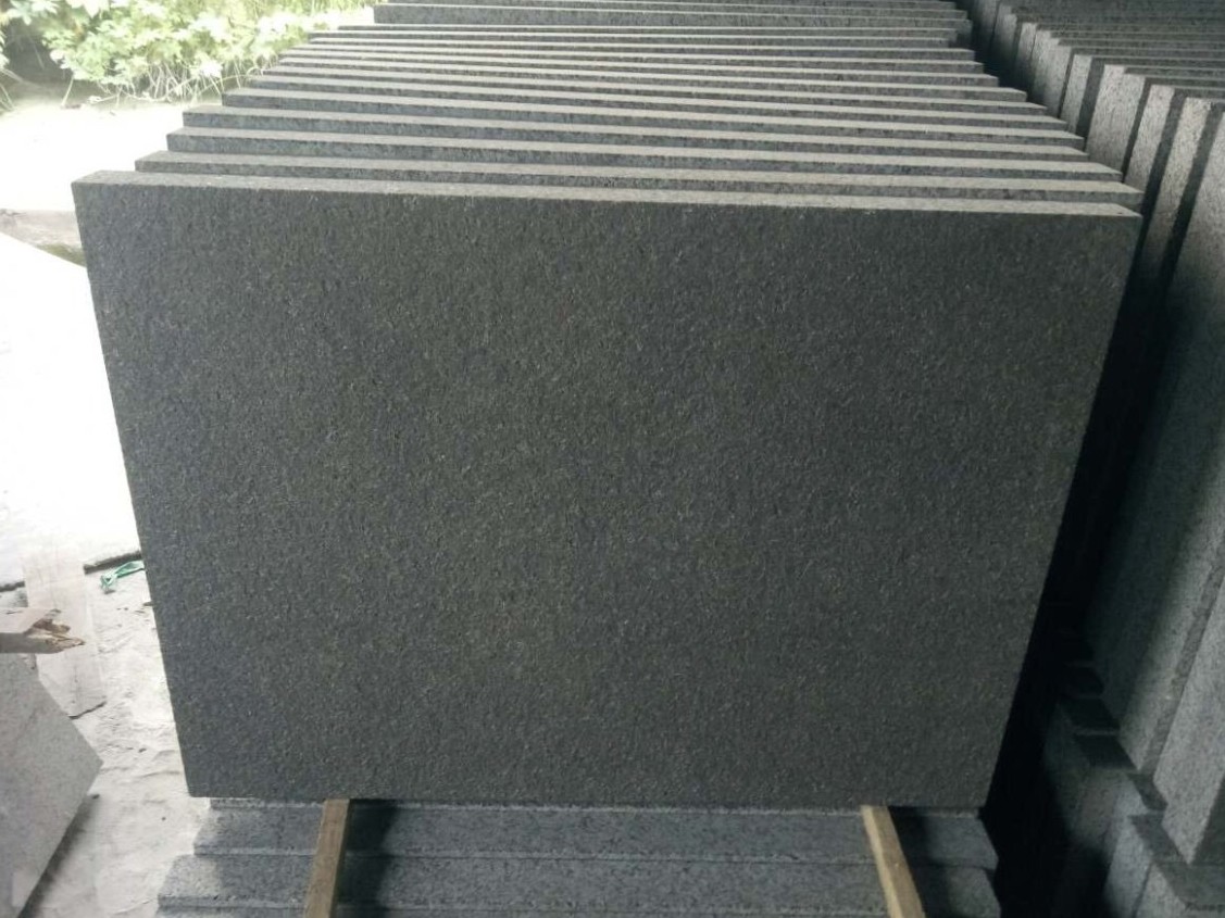 New G684 Ken Black Granite Flamed Tiles