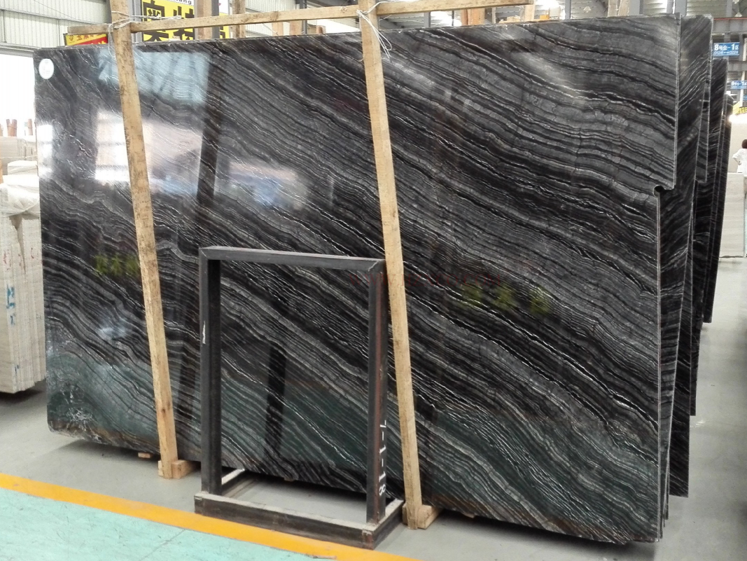 Black Wooden Marble Slabs