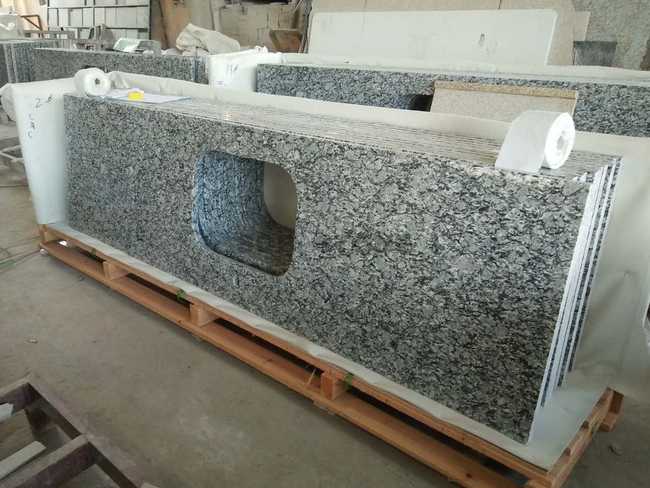 Wave White Granite Countertops