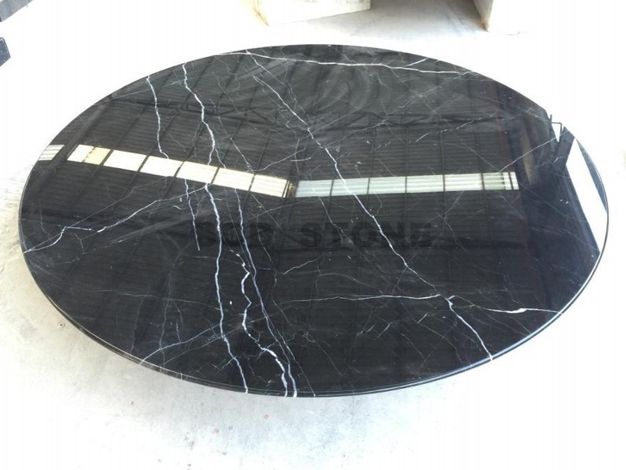 Black Marquina Marble Round Table Tops