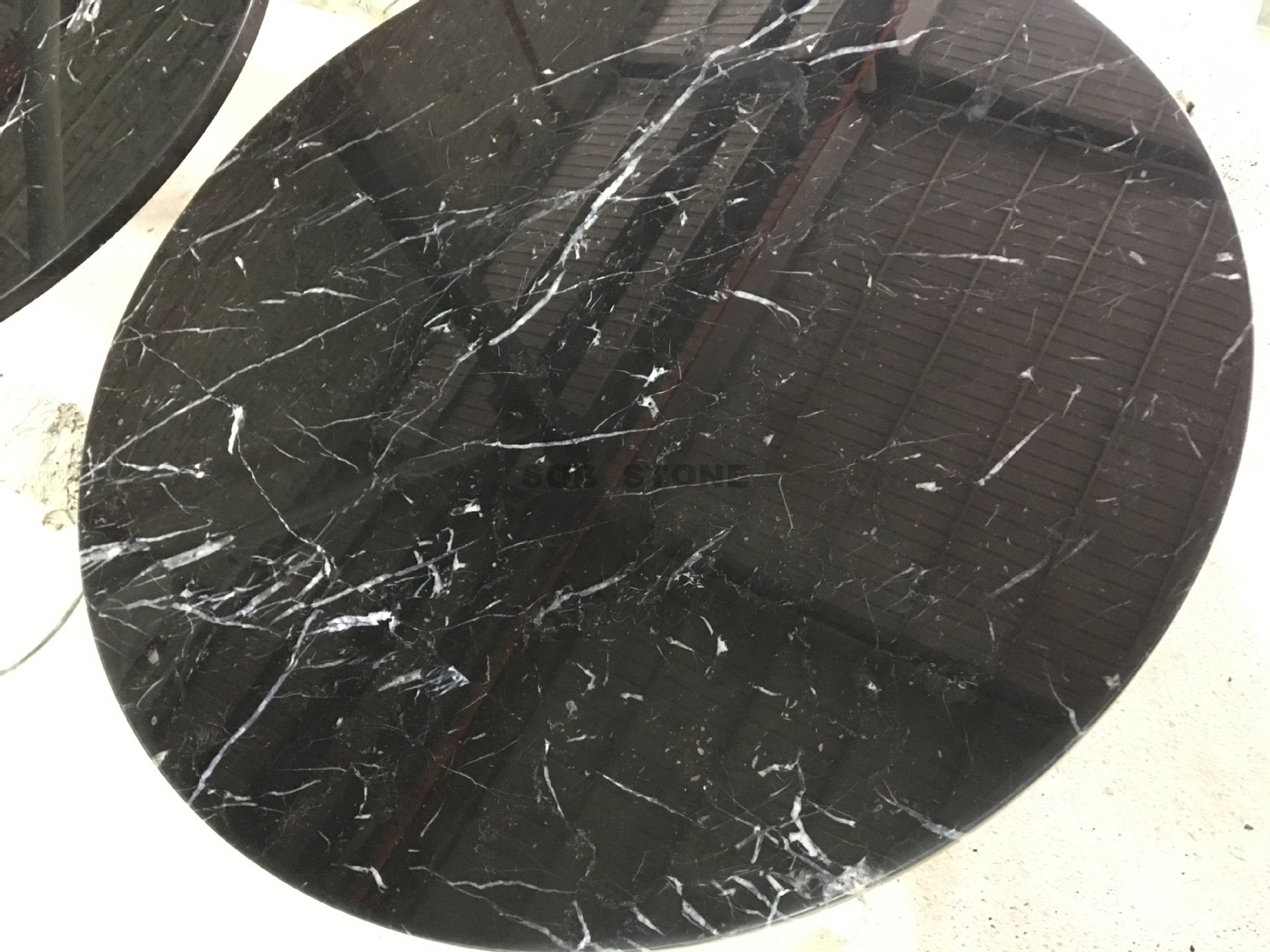 Black Marquina Marble Round Table Tops
