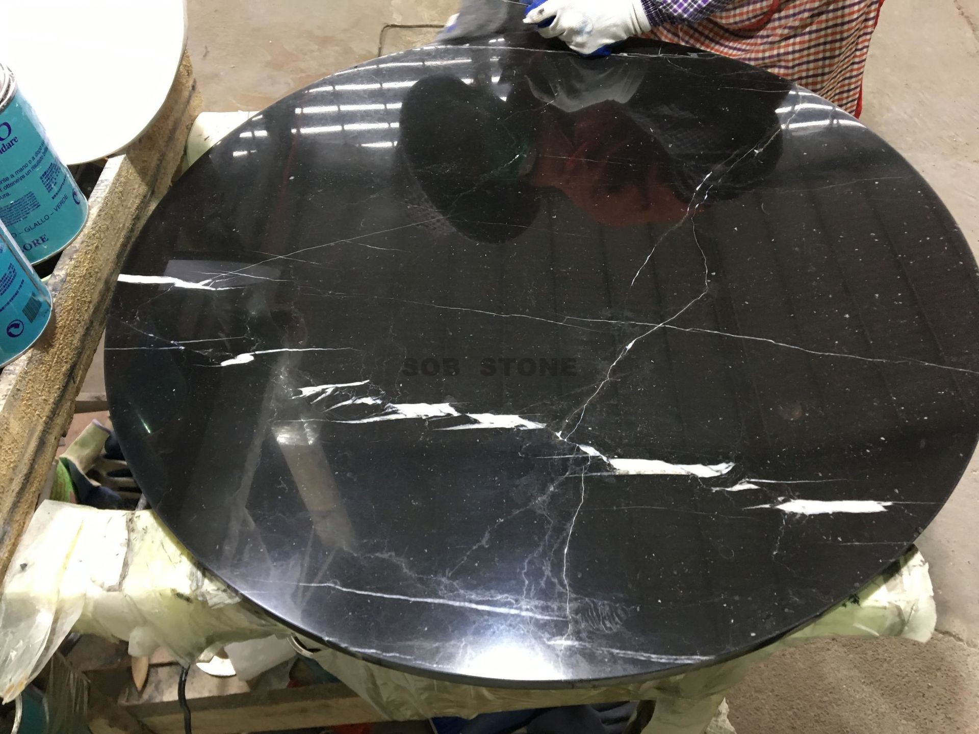 Black Marquina Marble Round Table Tops