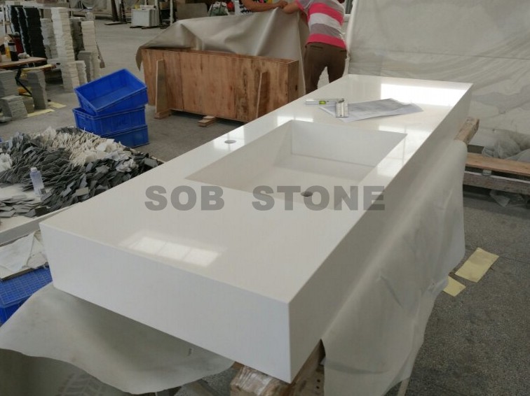 White Quartz Integrated Vanity Tops