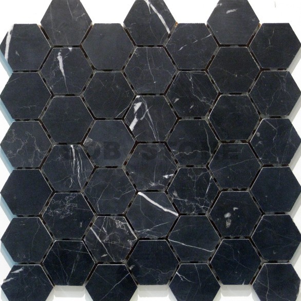 Black Marquina Honed Hexagon Honed