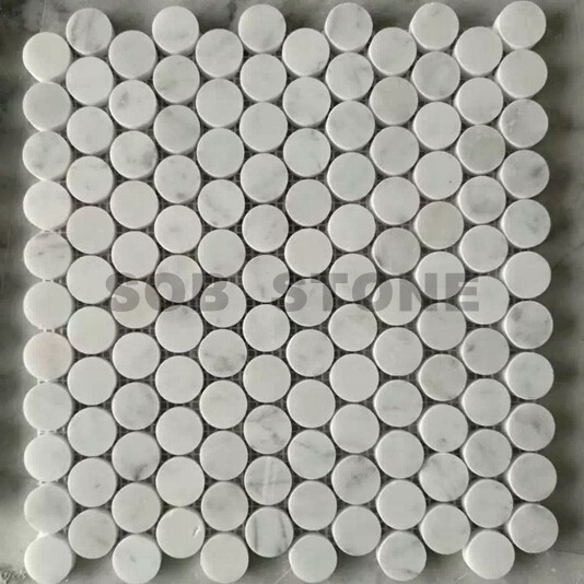 Carrara White Marble Round Mosaic Tiles