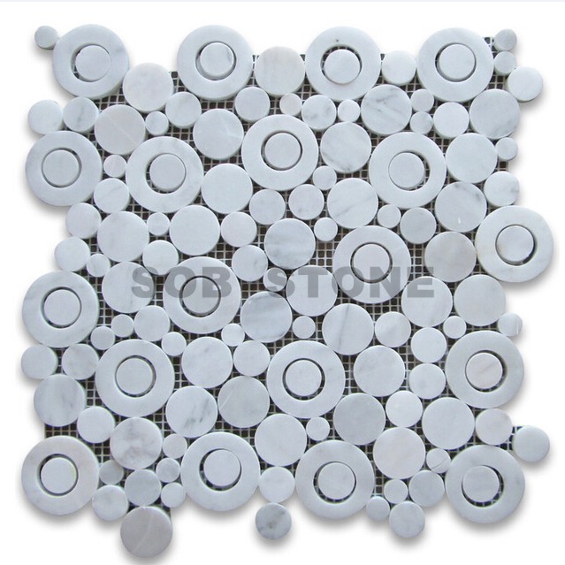 Carrara White Marble Circle Mosaic Tiles