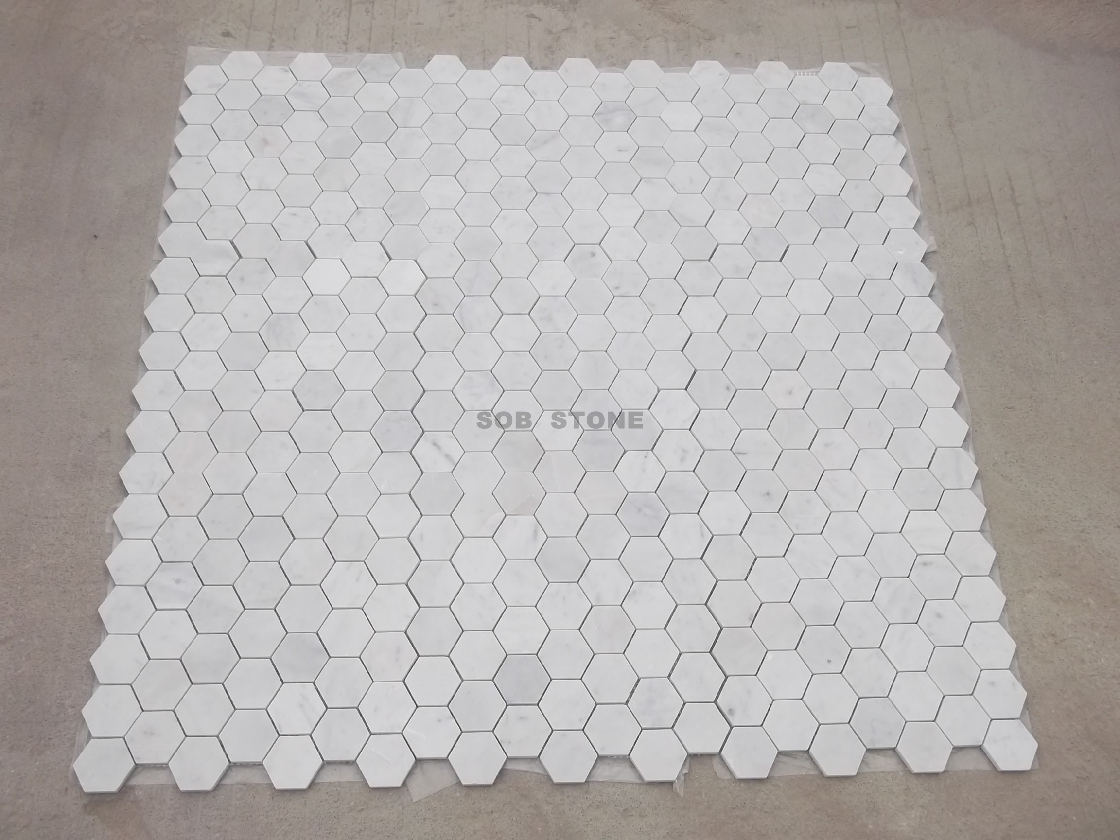 Carrara White Marble Mosaic Tiles Hexagon 2''