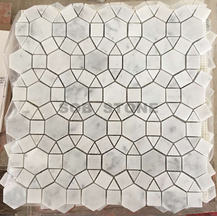 Carrara White Marble Puzzles Mosaic Tiles 