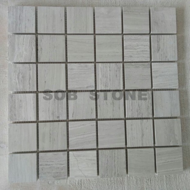 White Wooden Marble Mosaic Tiles