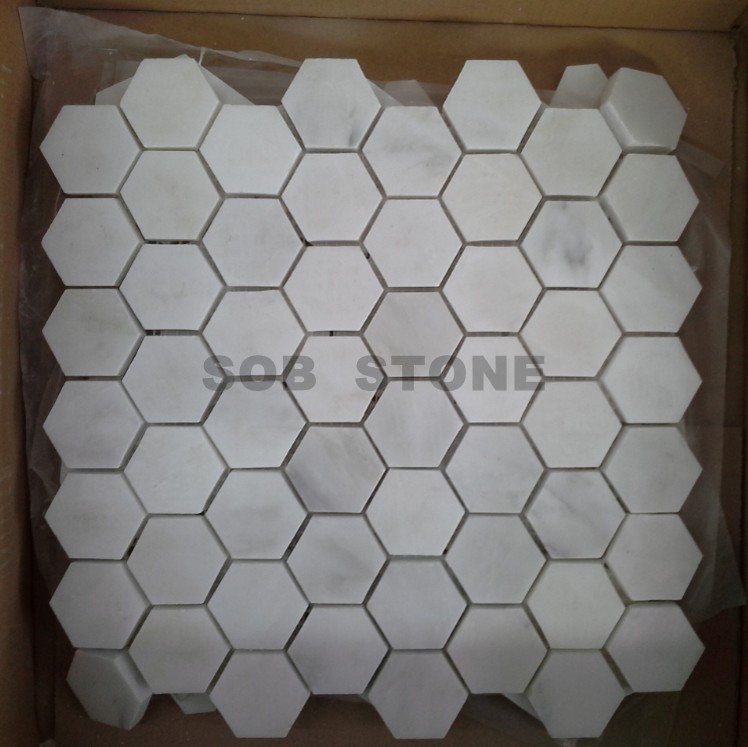 Oriental White Marble Hexagon Mosaic Tiles