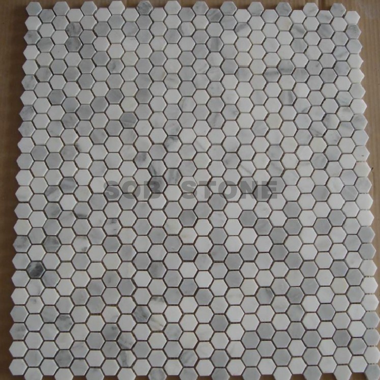 Oriental White Marble Hexagon Mosaic Tiles