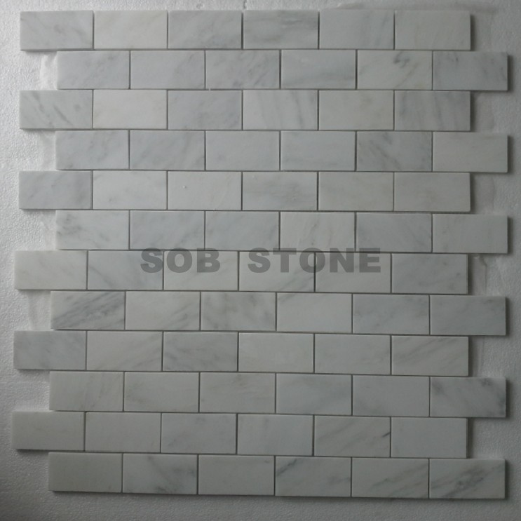 Chinese Statuary White Marble Subway Mosaic Tiles