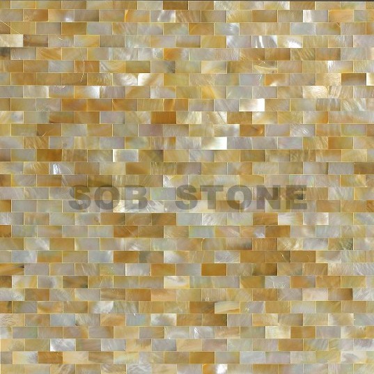 Golden Mother of Pearl Seashell Mosaic Tiles