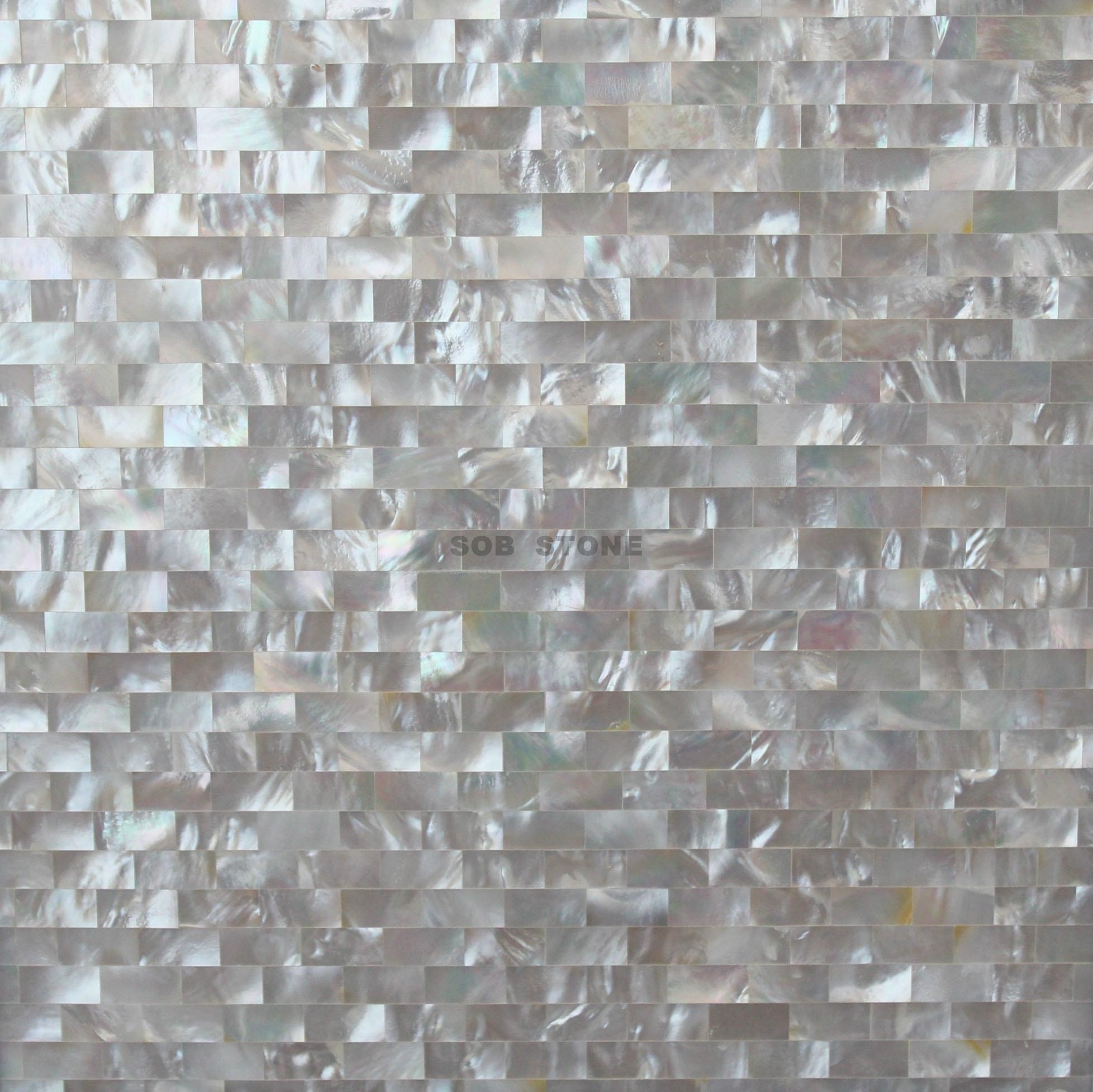 White Mother of Pearl Bricks Mosaic Tiles
