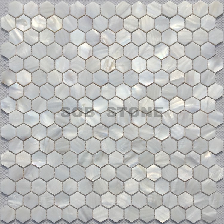 White Mother of Pearl Mosaic Tiles Hexagon