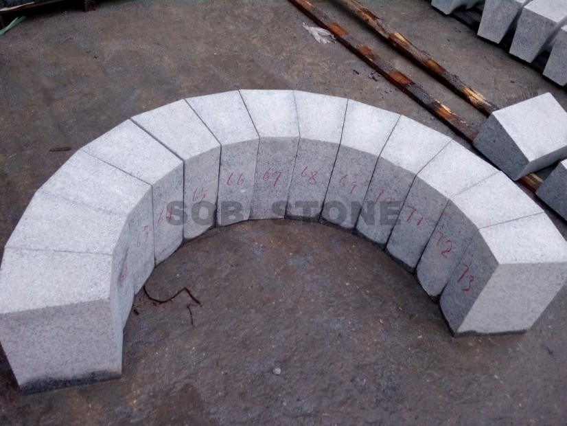 G654 Grey Granite Curved Curbs