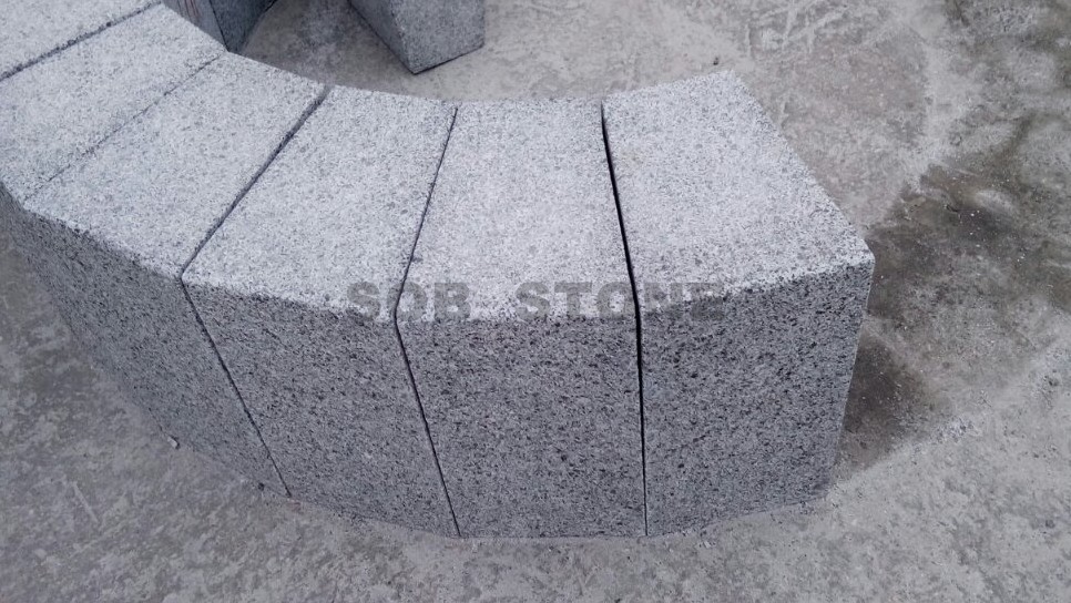 G654 Grey Granite Curved Curbs
