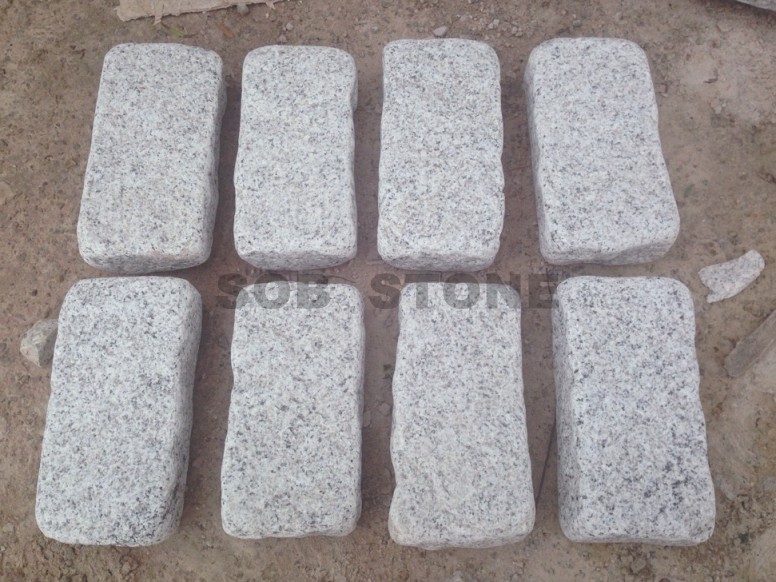 G601 White Granite Cobbles Tumbled 20x10cm Paving Stone