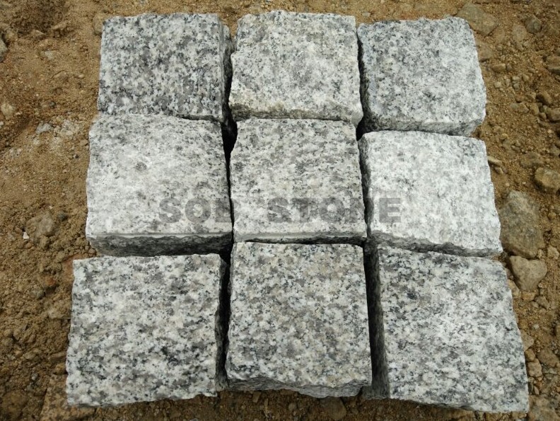 G603 Silver Grey Granite Cubes Natural Split 10x10cm Brick Pavers