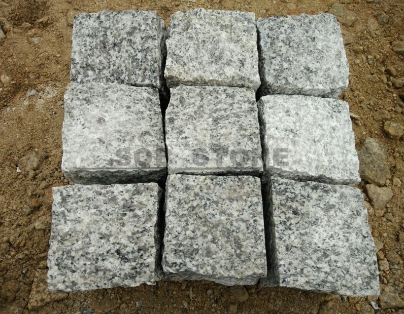 G603 Silver Grey Granite Cubes Natural Split 10x10cm Brick Pavers