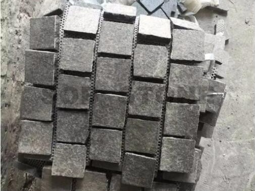 G684 Black Basalt Cobble Pavers On Sheet