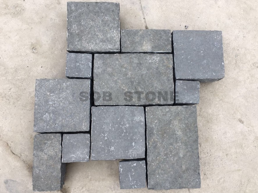 ZP Black Basalt Cobble Setts French Pattern Brick Pavers 