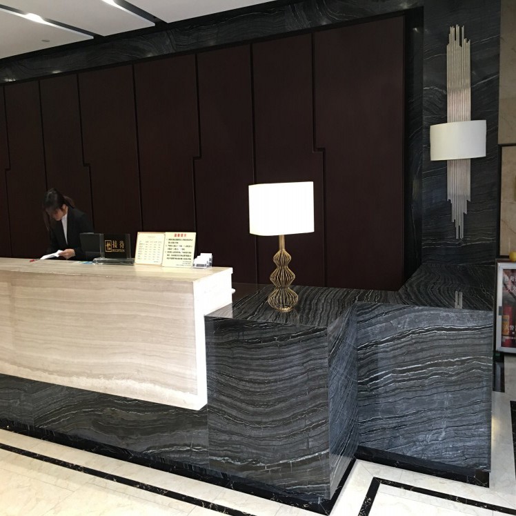 Black Wooden & White Wooden Marble Reception Desk