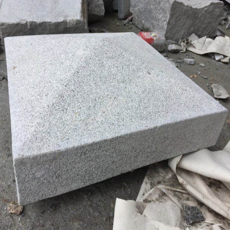 G603 Silver Grey Granite Apex Pier Caps Bush Hammered