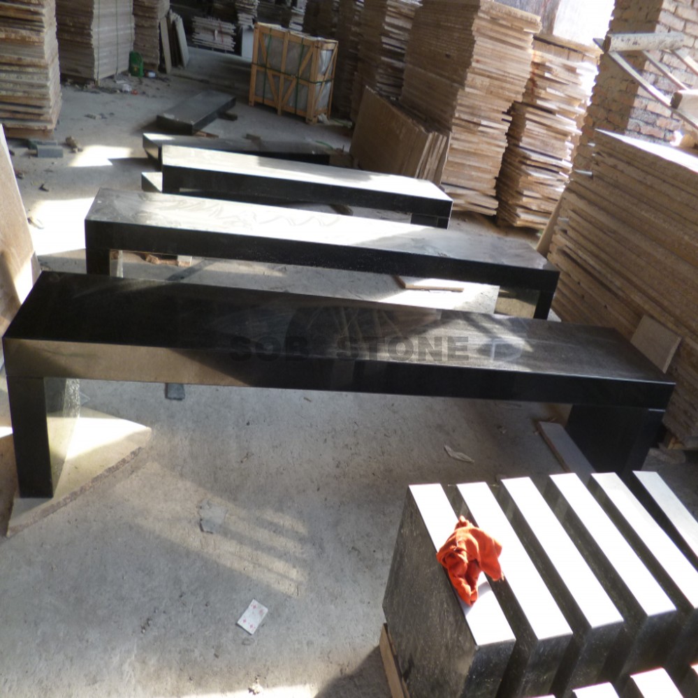 G684 Pearl Black Granite Basalt Bench