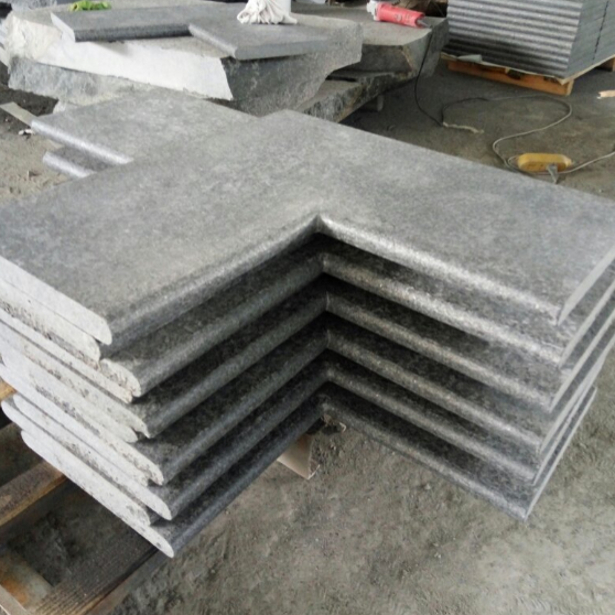 G684 Pearl Black Granite Basalt Flamed Full Bullnose Pool Coping Stone