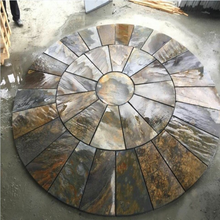 Rusty Slate Circle Paving Stone