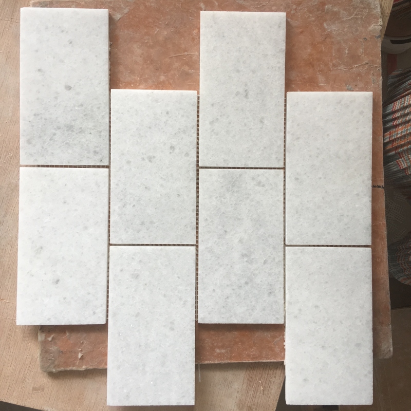 Thassos White Marble Subway Mosaic Tiles