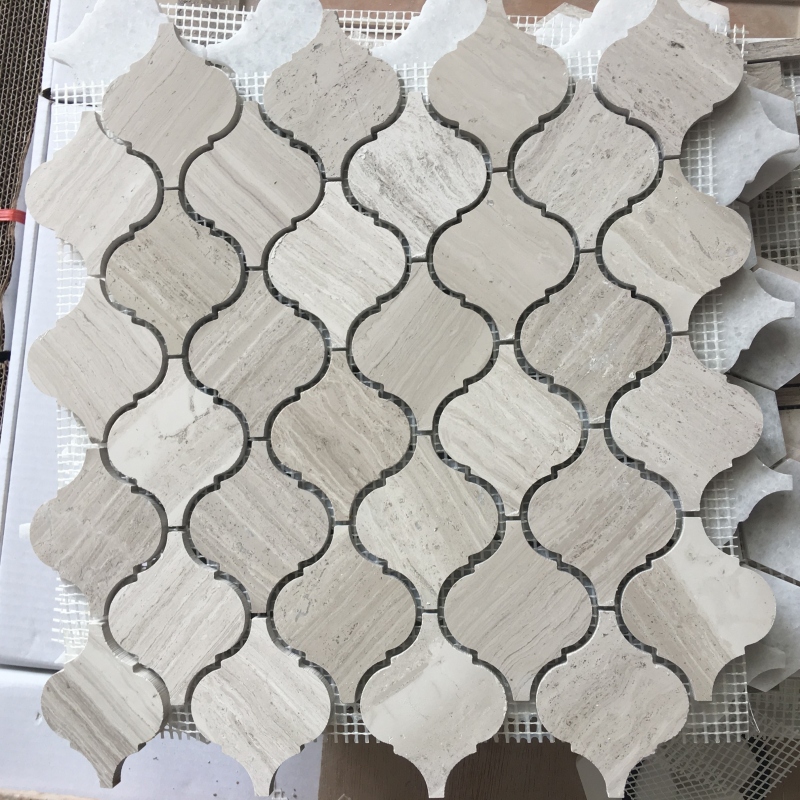 White Wooden Marble Lantern Mosaic Tiles