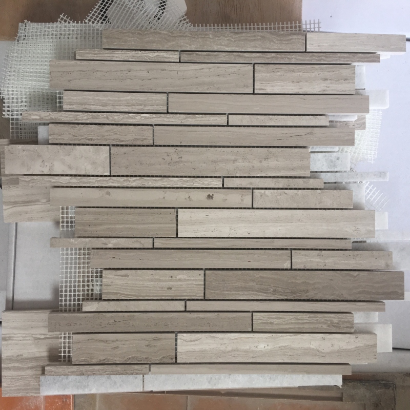 White Wooden Marble Mosaic Tiles