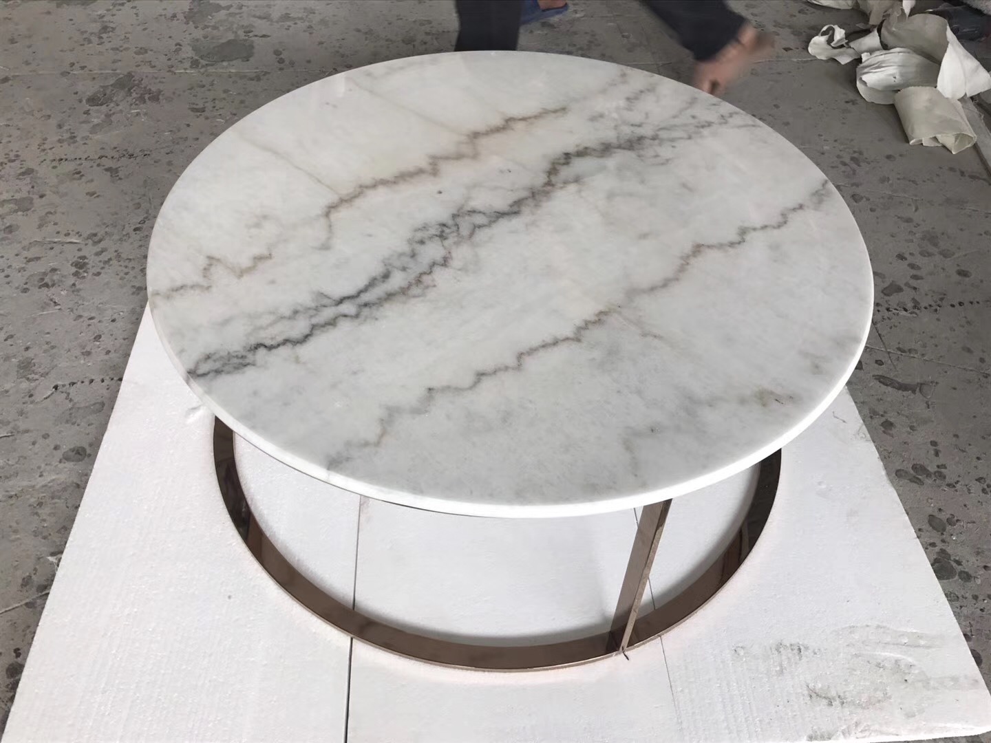Cloud White Marble Round Lounge Accent Table