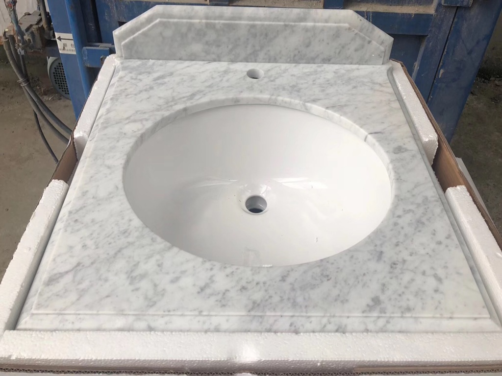 Carrara White Marble Bathroom Vanity Top