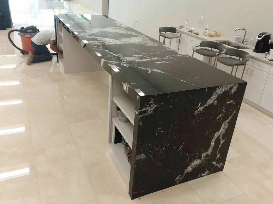 Nero Fantasy Black Granite Waterfall Counter Tops