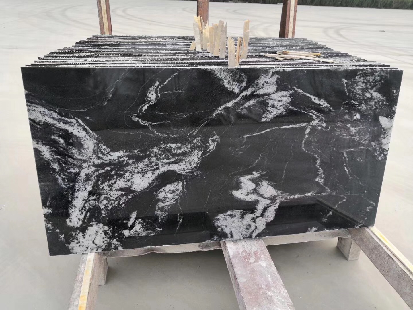 Nero Fantasy Polished Black Granite Tiles